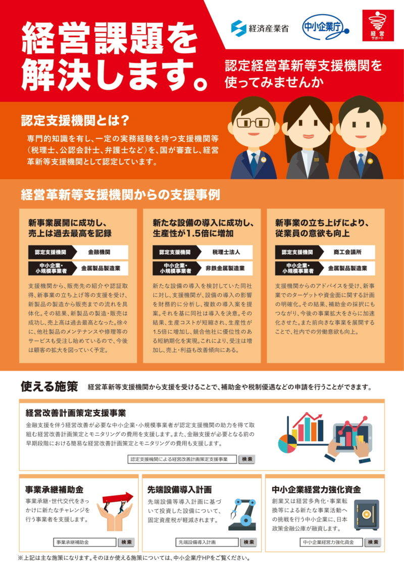 中小企業庁が公認する経営革新等支援機関に認定されました！ | なむら 